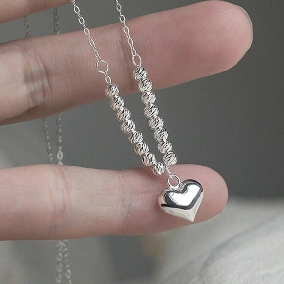 925 Sterling SilverBalls & Heart Pendant Necklace